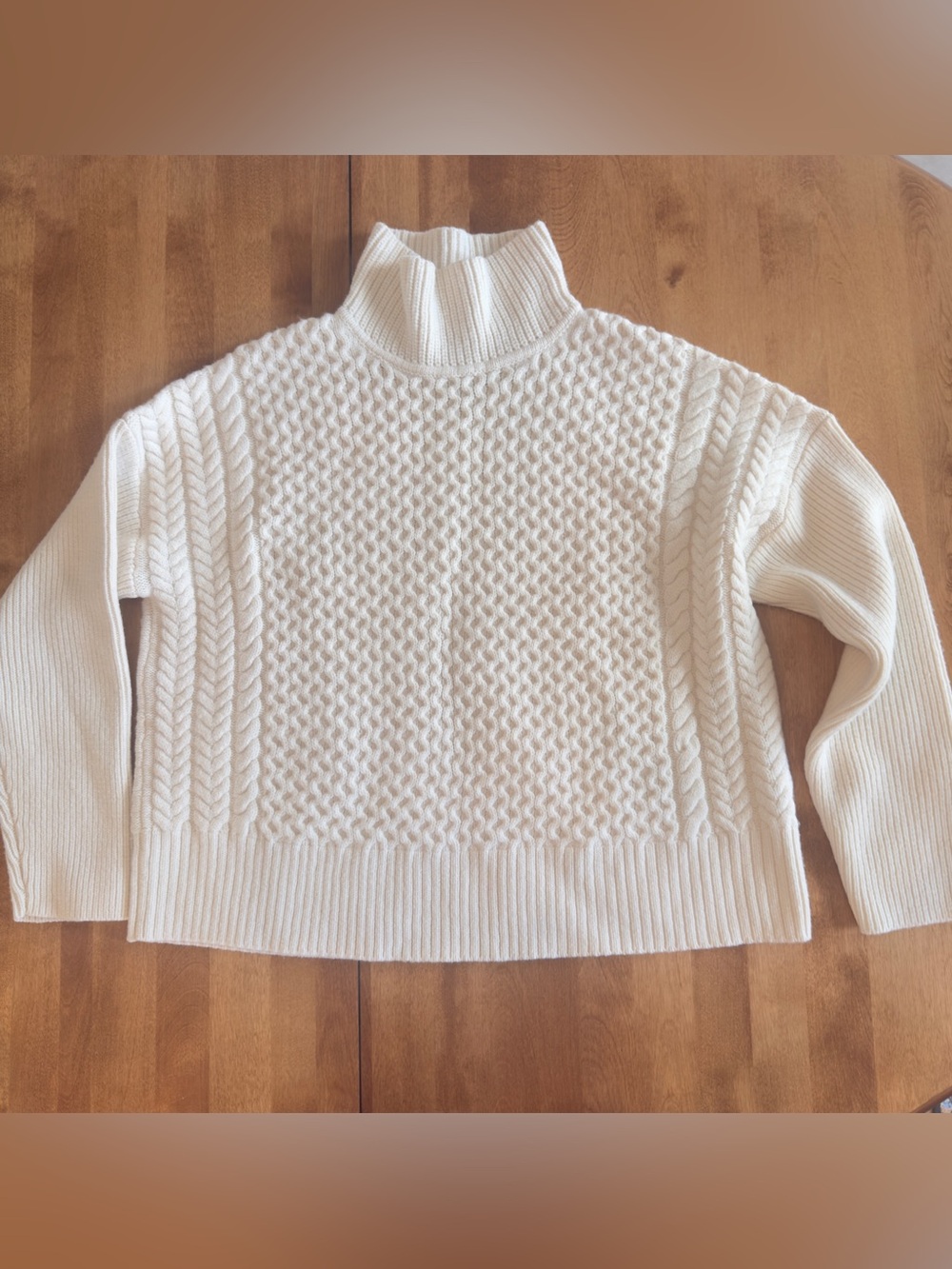 AYR Le Square Cable-Stitch Merino Wool Turtleneck Sweater Cream M - Picture 2 of 10